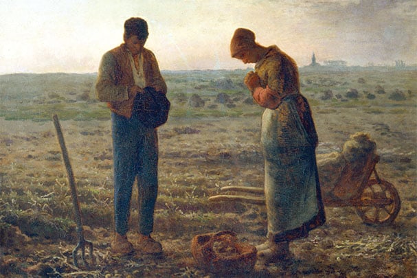 Farmer Man and Wife Praying