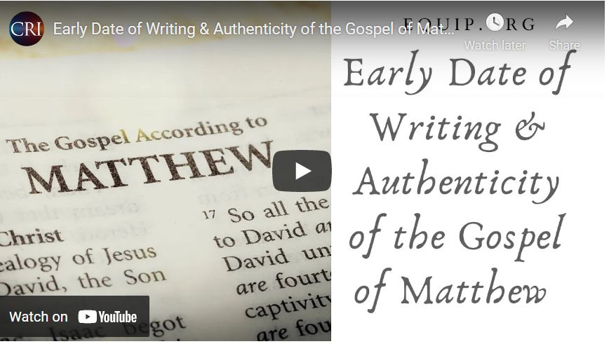 Early Date of Writing & Authenticity of the Gospel of Matthew (Hank Hanegraaff)